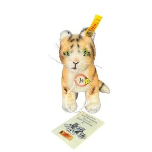 Steiff Historic Miniature Tiger Sitting Mohair 031007 Green Eyes Ear Button